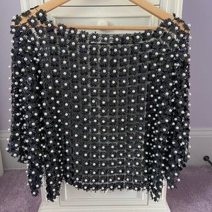 NWOT Black beaded dress top
